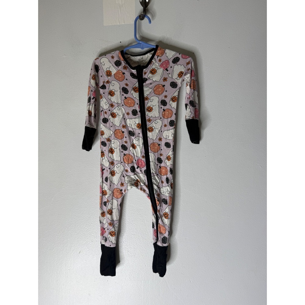 Caden Lane Halloween Ghost Pumpkin Bamboo Footie Pajamas 6-12 Months Purple